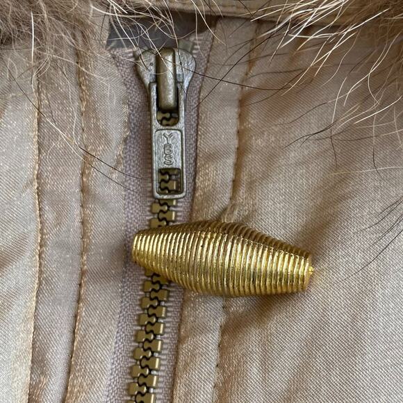 Lew Magram Collection Genuine Coyote Fur Trim Gold Coat sz XS - Picture 7 of 14